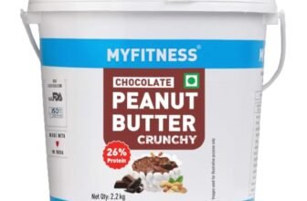 MYFITNESS Peanut Butter Chocolate Flavour, Crunchy 2.2kg | 26g Protein | Tasty & Healthy Nut Butter Spread | Vegan | Cholesterol Free & Gluten Free | Zero Trans Fat | Creamy Peanut Butter