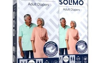 Amazon Brand-Solimo Adult Diapers Tape Style|Medium Size|60 Count|(30 x Pack of 2)|Waist 28-45 Inch(71-114 cm)|Unisex|Quick Absorption|Leak Proof Upto 12 Hours|Wetness Indicator|For Men & Women
