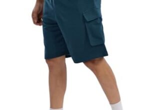 Pinkmint Men’s Cotton Lycra Shorts | Stretchable Comfortable Men’s Shorts with Elastic Waist & Drawstring | Ideal for Gym, Running, Travel Teal