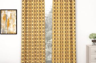 MollisHomes Door Curtains 7 Feet Set of 2, Dots, Brown