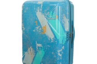 Kamiliant by American Tourister ATHER|Printed Check-in Trolley Bag Large Size (79 cms) for Travel| Hard Case Polypropylene (PP) Suitcase|360° 8-Wheel Spinner Luggage Trolley|Combination Lock|Sea Blue