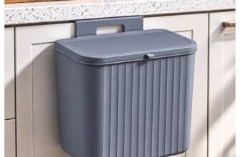 Eightiz Plastic Hanging dustbin Kitchen Trash Can with Lid Cabinet Door Garbage Bin, Double-Sided Open Flip Lid, Wall Mounted Kitchen Waste Bin, Under Sink Storage Trash Bucket(9 L,Grey)