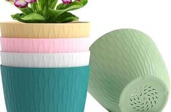 StyleX Store Plastic Round Flower Pots With Drainage Hole Saucers | Durable Outdoor Indoor Wave Pattern Planter with Tray | Plant Container for Garden, Office, Balcony and Home (Set of 5, Multicolour)