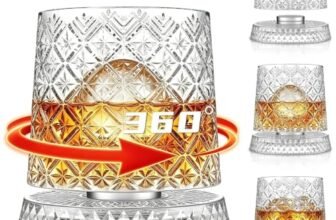Spinning Whiskey Glass – 360 Degree Rotating Crystal Rocks for Drinks