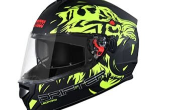 Studds Drifter D2 ISI and DOT Certified Full face Helmet for Men and Women with Inner Sun Visor Matt Black N5 -XL