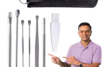 Careforce Ear Wax Cleaner – Resuable Ear Cleaner Tool Set with Storage Pack – Ear Wax Remover Tool Kit with Ear Curette Cleaner and Spring Ear Buds Cleaner 6 Pcs Set Silver