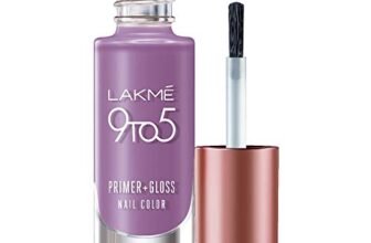 LAKMÉ 9 To 5 Primer + Glossy Finish Nail Colour, Lilac Link, 6 Ml