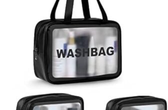 KASHIVAL Clear Travel Toiletry Bags Set, Waterproof Organizer Pouches, Large Capacity Storage Cases for Cosmetics, Accessories, 3 Pack (Black)