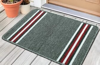 MollisHomes Pack of 1 Nylon Bathroom Mat Anti-Skid Bath Rug | Floor Mat for Bathroom, Kitchen, Bedroom & Office | Light Grey Stripes Design-(37x57cm)