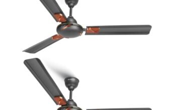 LONGWAY Creta P2 1200 mm/48 inch Ultra High Speed 3 Blade Anti-Dust Decorative Star Rated Ceiling Fan (Smoked Brown, Pack of 2)