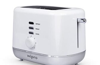 Wipro Vesta Bread Toaster 800 Watts Auto Pop up with Removable Crumb Tray, 7 Browning Levels with Defrost and Pre Heat Function (White), Standard (VA021020)