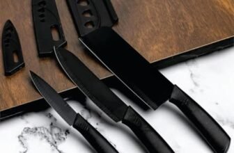 DARVIHAN 3 Pcs Kitchen Knife Set with Protective Blade Covers, High Carbon Stainless Steel Chef, Meat & Utility Knives with Non-Slip Handles for Home Kitchen and Restaurant Use