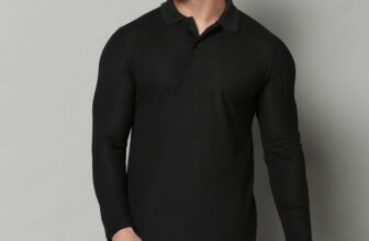 INKKR Solid Men Polo Neck Black T-Shirt