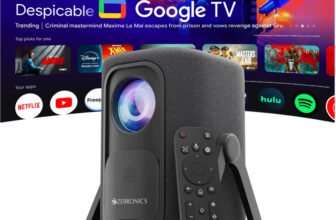 ZEBRONICS PixaPlay 77G (7500 lm / 1 Speaker / Wireless / Remote Controller) Portable 4K Support, 200 Display, Auto Focus & Keystone, 270 Tilt, Portable Home Theater Cinema, Netflix, Prime, WiFi, BT, HDMI ARC (PixaPlay 77G) Projector(Black)