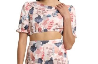 Pataari Womens 2-piece Printed Coord Set | Top & Short Dress Beige