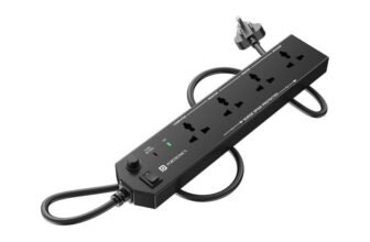 Portronics Power Plate 10 Multi Plug 1500W 4  Socket Extension Boards(Black, 2 m)