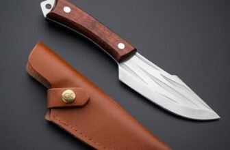 Hddify Chef Knife with Leather Sheath, Full Tang Kitchen Knife with Ergonomic Wooden Handle, Multipurpose Stainless Steel Blade for Cutting Meat, Vegetables, Fruits (Kitchen Knife)