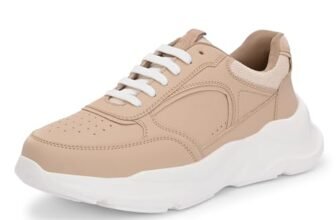 Centrino Women Chunky Sneaker | Cushioned Insole for Comfort | Stylish Lace-Up Design | Perfect for Casual Shoe for Girls Beige