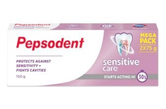 PEPSODENT SENSITIVE Care Toothpaste, Multipack, specially formulated with 5% Potassium Nitrate, Starts Acting in 30s,100% Vegetarian, Protects against Sensitivity & Fights Cavities,150G(75Gx2)