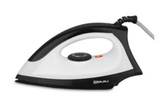 Bajaj Dry Iron DX 15 1000 Watts | Duraglide soleplate with PTFE coating | Cool touch body | 360° Swivel Cord | 2 Yr Warranty | Black & White