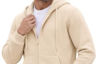 Leriya Fashion Men’s Hooded Zip-Up Sweatshirt Regular Fit Full Sleeve Beige