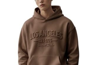 TAGAS Men’s Hoodie Sweatshirt | Angeles Graphic Print Sweatshirts for Man Stylish with Kangaroo Pocket & Drawstring | Premium Cotton Blend Fleece Winter Hoodie | Coffee | S-XXL
