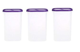 SIMPARTE 360° AirTight Kitchen Storage Container Set for Rice|Dal|Atta|Flour|Cereals|Pulses|Snacks, Stackable|BPA Free|Modular Design|Set of 3 (2400 ml), Playful Purple