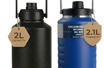 BOLDSTUFF Pack of 2 Insulated Water Bottle, Triple Wall Vacuum Stainless Steel Jug (Cold for 18+ Hrs), Leak Proof & Non-BPA, Water From Bottle for Hiking, Camping and Hotel (2.1L BLUE + 2L BLACK)