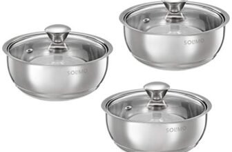 Solimo Stainless Steel Double Walled Insulated Serving Bowl, Set of 3 (Silver, 900 ml Each)