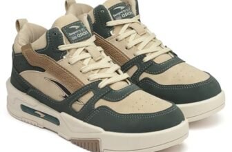 ASIAN Men’s Mexico-11 Casual Sneaker Shoes with Synthetic Upper Lightweight Comfortable Mid Top Sneaker Shoes for Men’s & Boy’s,Beige & Green,UK 6