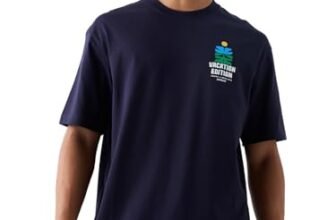 Spykar Men’s Blue Oversized Solid Half Sleeves T-Shirts