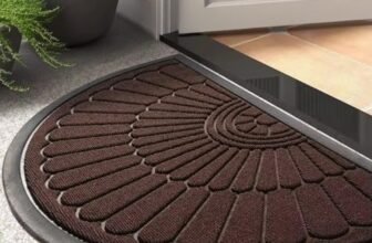 ishro home Premium Semi-Circle Door Mats for Home, Premium Rubber Doormat, Anti Skid Mat for Bathroom Floor, Waterproof Non Slip Mat for Bathroom (Brown – 75×45 cm)