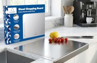 HomeWiz Large Steel Chopping Board for Kitchen – 100% Stainless Steel Cutting Board| Heavy Duty Chopping Board | Non-Porous Hygienic Surface for Vegetables, Meat & Fish, Rust-Resistant | 36 x 30 cm