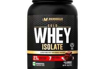 BIGMUSCLES NUTRITION Gold Whey Isolate | 27g Whey Protein Isolate 90% | 7 Natural Ingredients Only Whey Protein(1 kg, Belgian Chocolate)