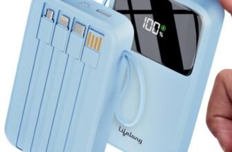 Lifelong Electronics 20000mAh 22.5W Fast Charging Power Bank | 4 Cables Attached – Type A + Type B + Type C + Lightning | for New & Old Devices | 4 Ports Available Too | Small Pocket Size Powerbank