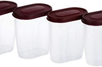 Amazon Brand – Solimo Set of 4 Grocery Jar (450 ml), Red