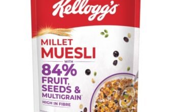 Kellogg’s Millet Muesli with 84% Fruit, Seed & Multigrain| Power Breakfast | No Maida No Palm Oil | India’s No 1 Muesli | 500g