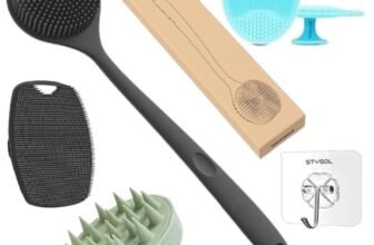 Stysol Silicone Exfoliating Body Scrubber Set – Back, Foot, Scalp, 4pc