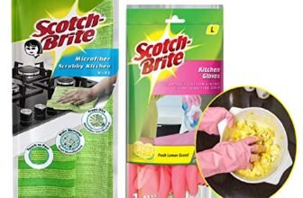 Scotch-Brite Microfiber Scrubby Kitchen Wipe, 36x30cm and Kitchen Gloves Large (Multicolour, H18-6037)