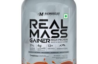 Bigmuscles Nutrition Real Mass Gainer [ Rich Chocolate]|Lean Whey Protein Muscle Mass Gainer|Complex Carbohydrates,|1000 Calories|Reduces Muscle Breakdown|Boosts Metabolism, 1 count, 1000 grams