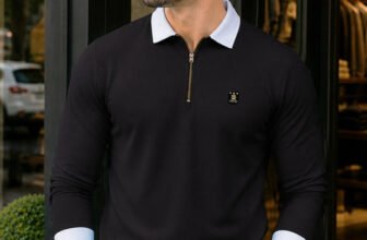 VeBNoR Self Design Men Polo Neck Black T-Shirt