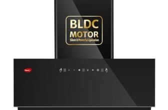 Pigeon Xtream DLX 90 cm BLDC Slant Kitchen Chimney 1500 m3/hr | Filterless Autoclean Kitchen Chimney | 12 Years Motor and 2 Years Comprehensive Warranty |Black | 9 Speed Touch Control + Motion Sensor