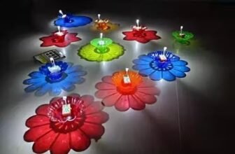 SORATH Acrylic Diyas – Colorful Lotus Oil Lamps with Wick for Pooja & Gifting (12, Set of 12)