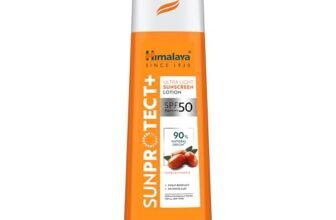 Himalaya Sun Protect+ Ultra Light Sunscreen | Lotion | 90% Natural Origin Ingredients | In vivo tested SPF 50 PA++++ | Dermatologically tested for all skin types | No white cast | For face & body | Sweat & Water Resistant | 100 ml