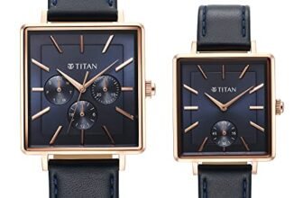 Titan Bandhan Black Dial Quartz Multifunction Leather Strap Watch for Couple-NS9400594205WL01P