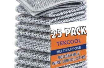 TEKCOOL (25 Pack) Non-Scratch Dish Wash Cloth, Steel Wire Dish Cloth, Wire Dishwashing Rags Stainless Steel Scrubber Non-Scratch Wire Dishcloth for Washing Dishes Sinks Counters