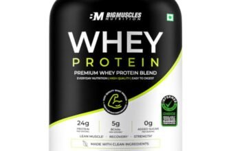Bigmuscles Nutrition Whey Protein with Fibre [Rich Chocolate, 1kg] | 24g Protein & 10g EAA | Protein Powder Powered By Xymore Tech. | No Added Artificial Sweeteners, Flavours