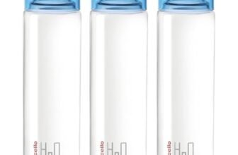CELLO H2O Glass Water Bottle Set of 3 Pcs for Office & Daily Use 920 ml, Blue | Durable Freezable & Fridge Safe, Leakproof Wide Mouth Leadfree Toughened Glass Water Bottle For Kitchen & Travel