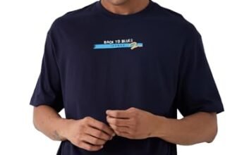 Spykar Men’s Blue Oversized Printed Half Sleeves T-Shirts