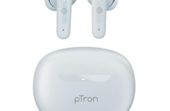 pTron Bassbuds Astra in-Ear TWS Earbuds w/Stereo Sound, 50Hrs Playtime, Stereo Calls, Custom EQ, Mobile App, BTv5.3 Headphones, Touch Control, Voice Assistant, Type C Charging & IPX4 (Grey)